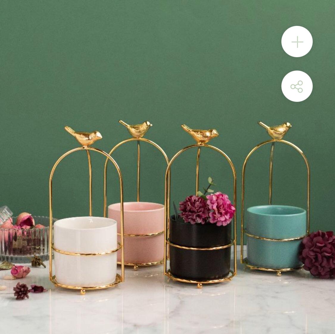 Bird-Top Cage Ceramic Planter