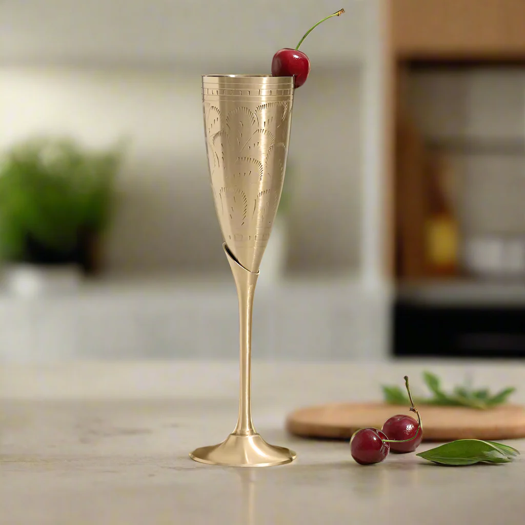 Etched Brass Champagne Goblet