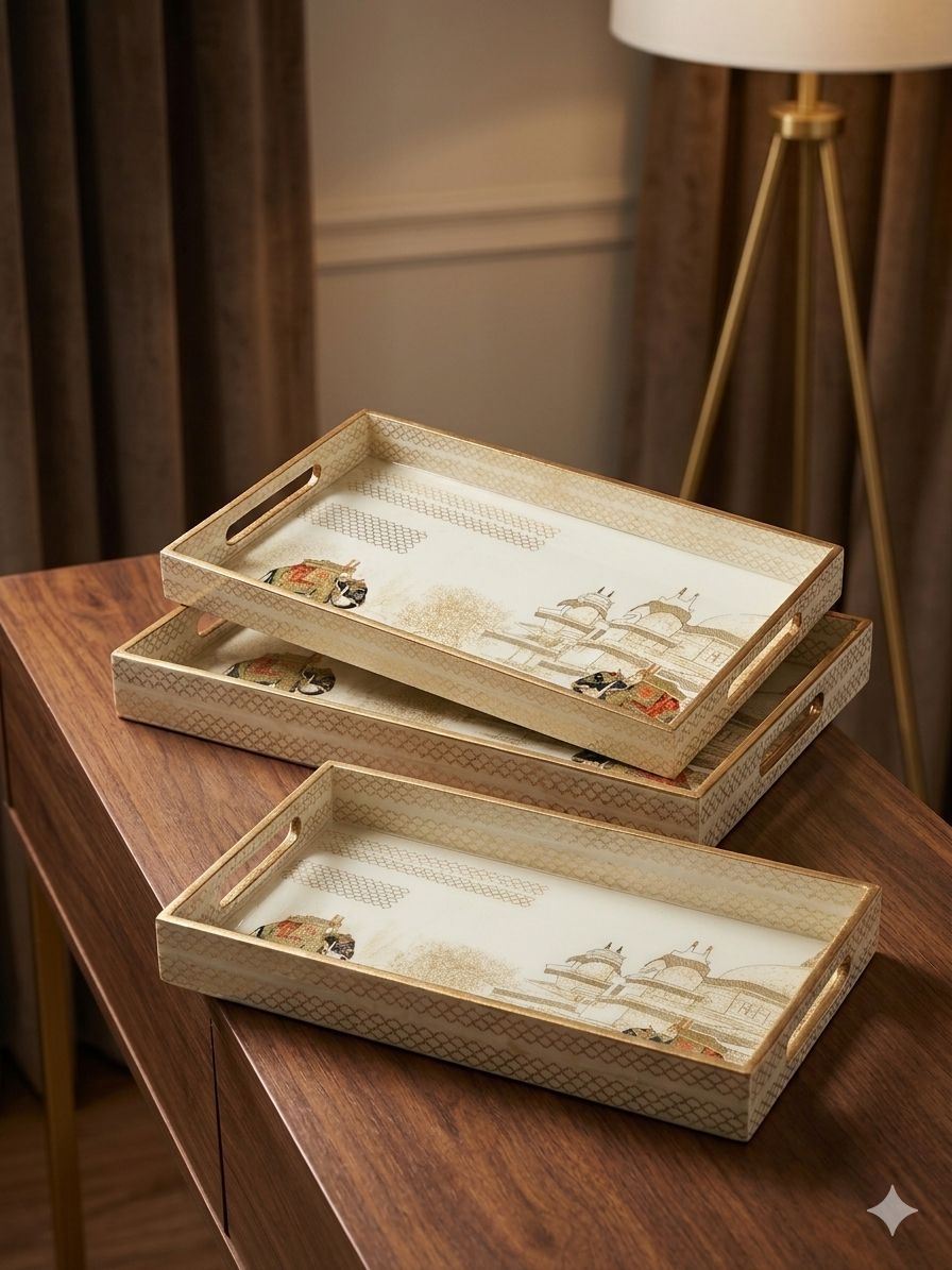 Brass-Trimmed Serving Trays